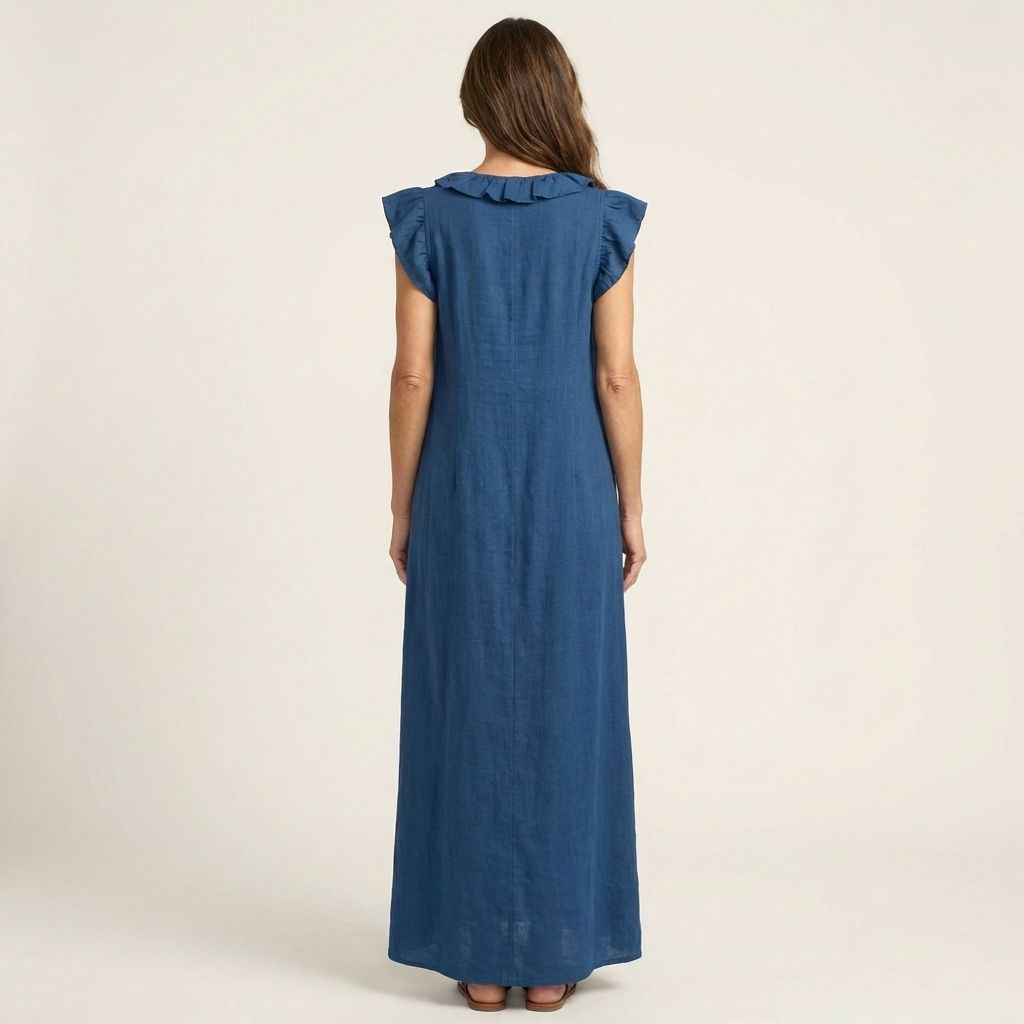 Doutzen mouwloze maxi-jurk met ruche-V-hals