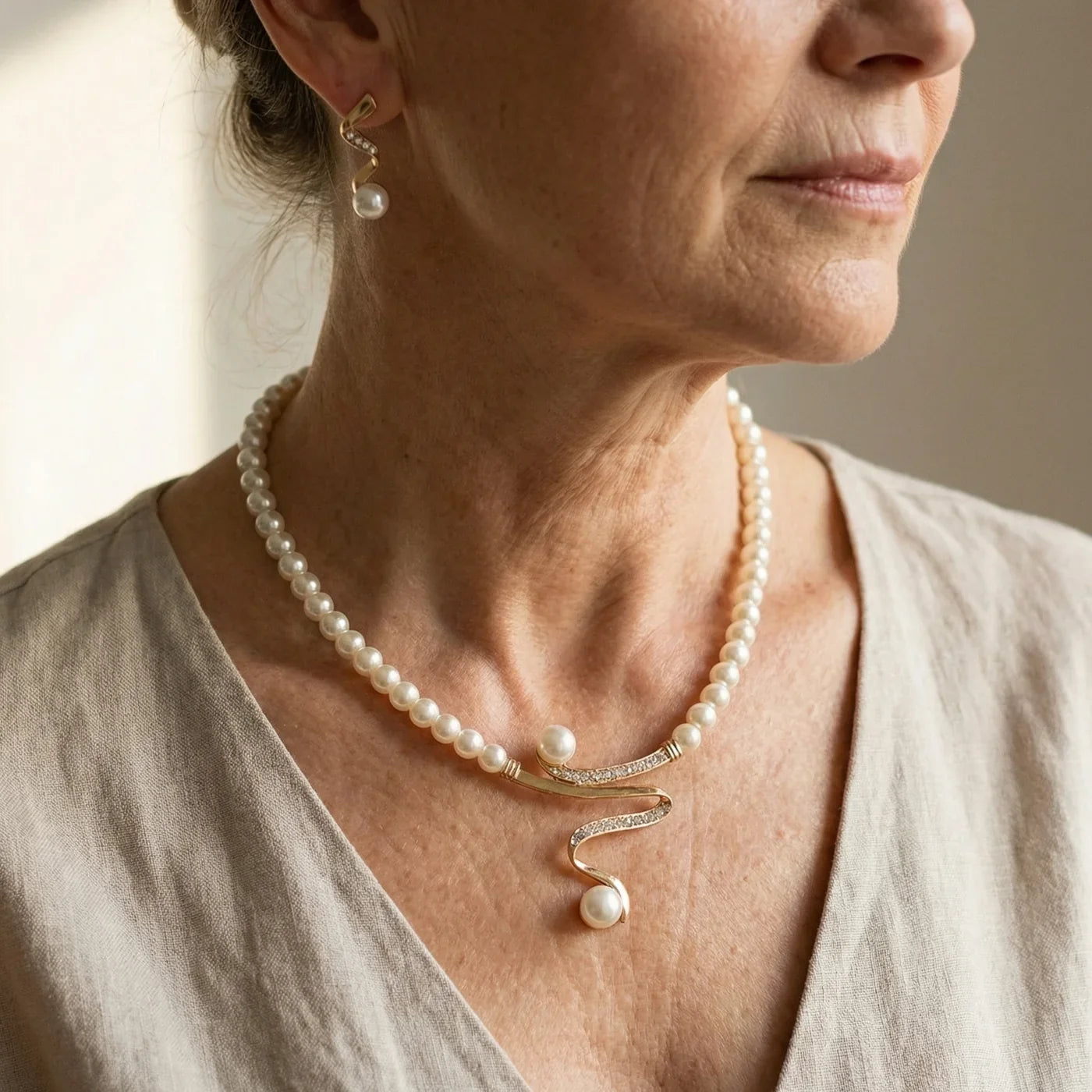 Elegante sieradenset met parels