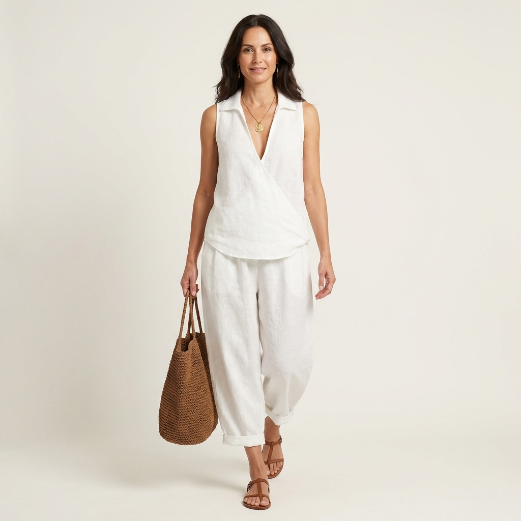 Elsbeth set met overslagtop en wijde broek