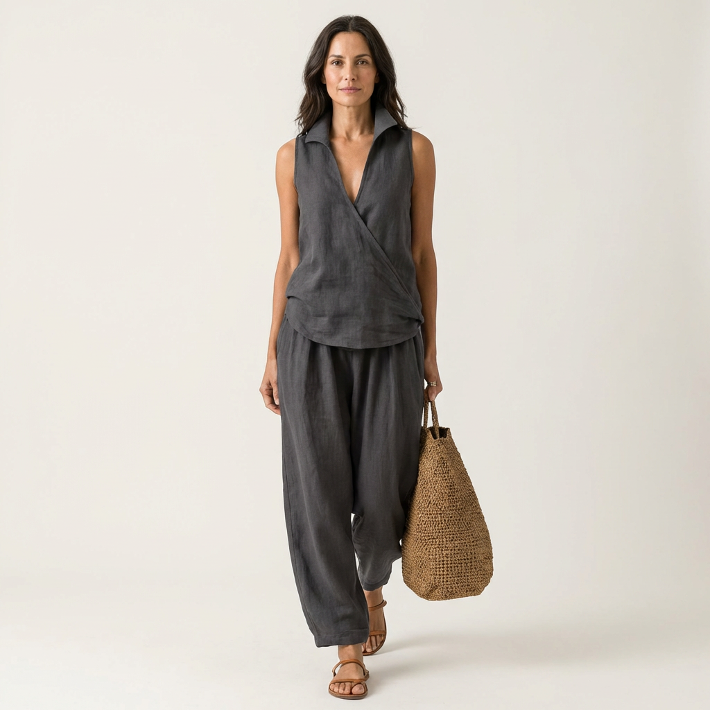 Elsbeth set met overslagtop en wijde broek