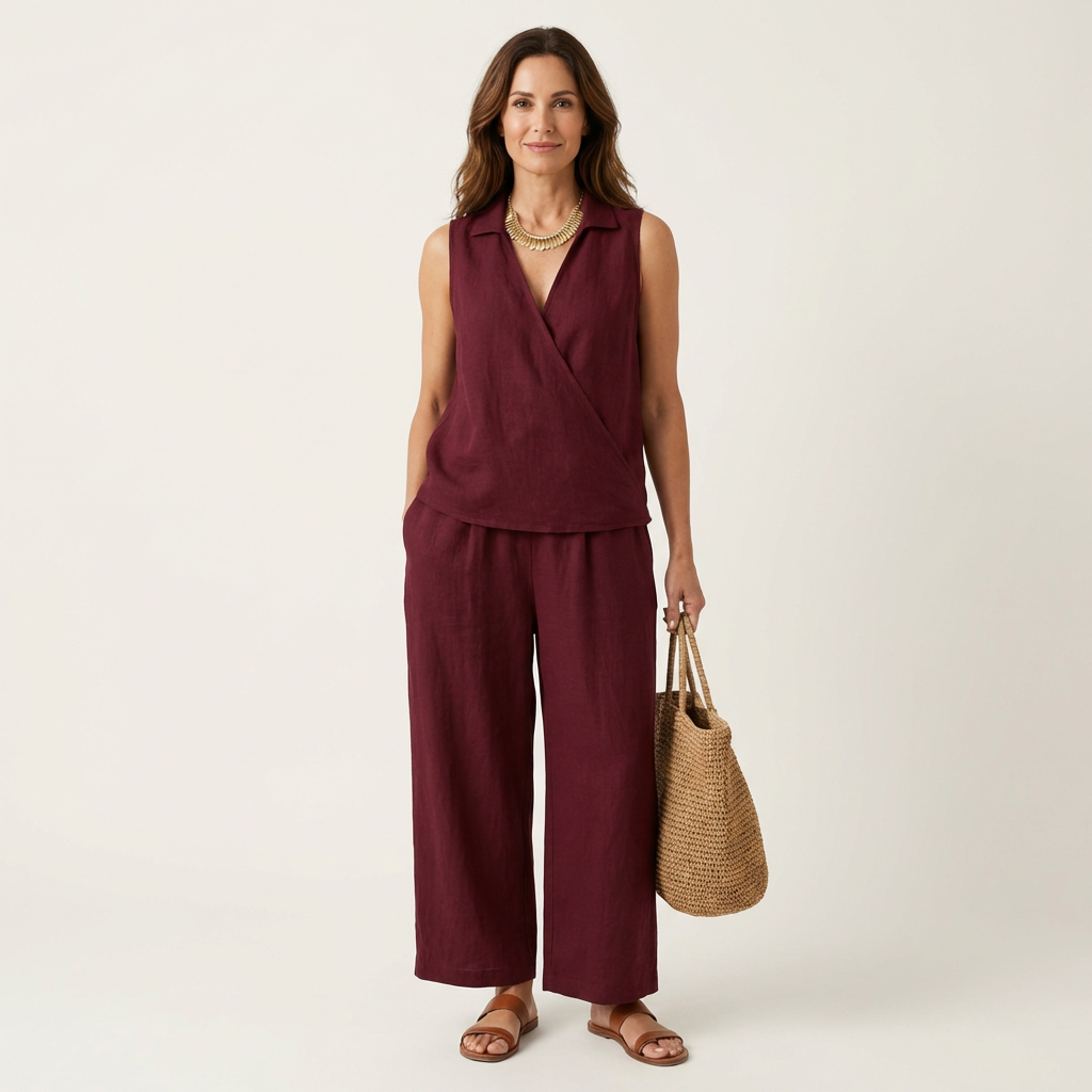 Elsbeth set met overslagtop en wijde broek