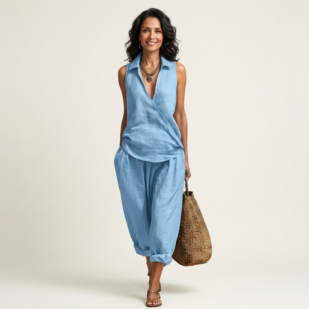 Elsbeth set met overslagtop en wijde broek