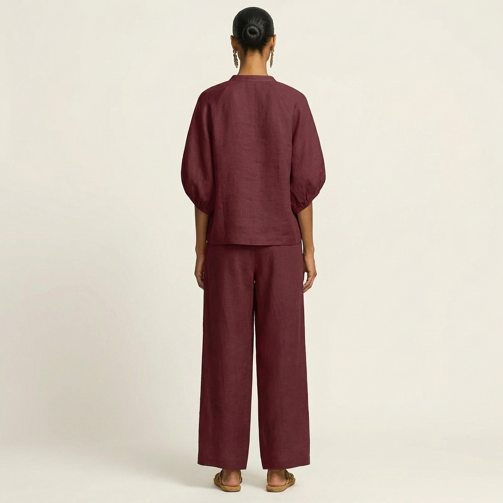 Trijnie set met pofmouwen en ritssluiting