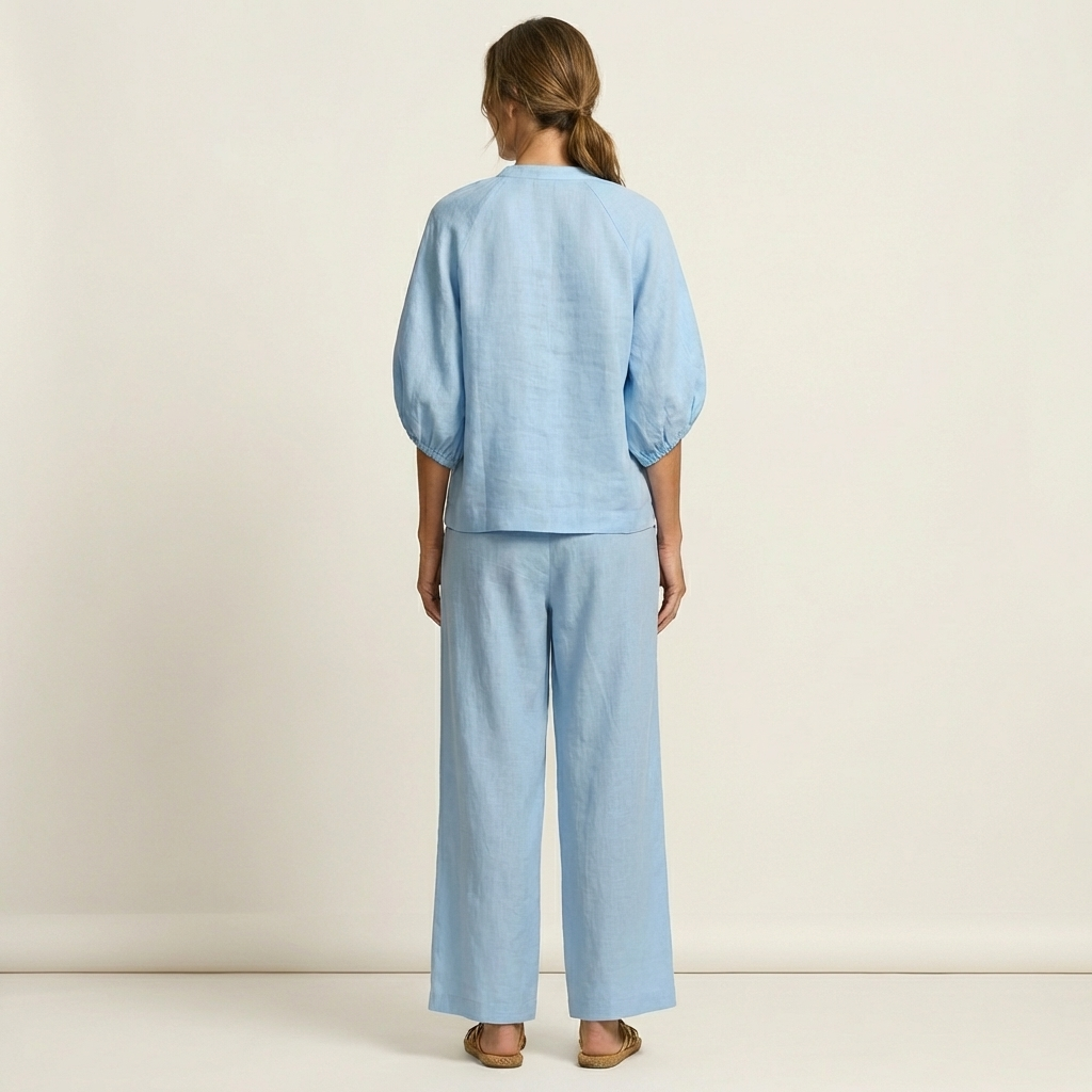 Trijnie set met pofmouwen en ritssluiting
