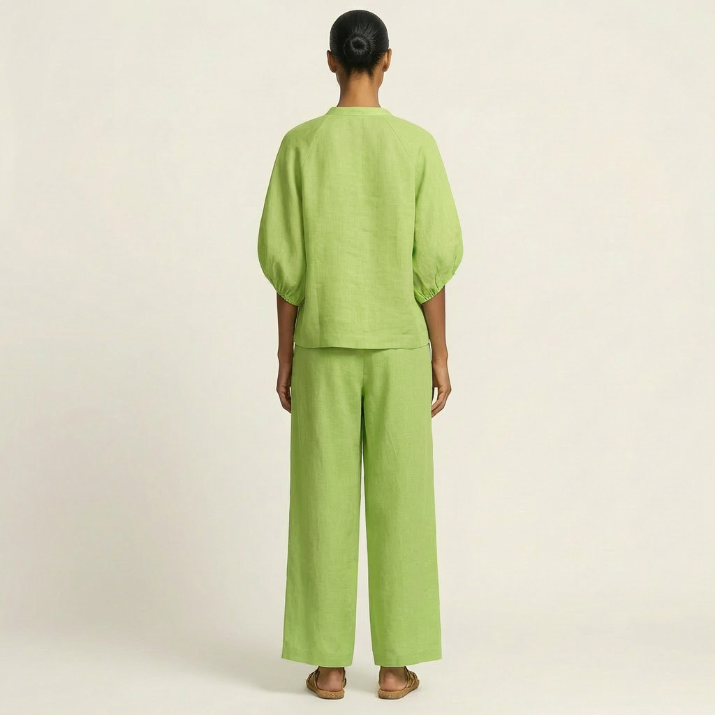 Trijnie set met pofmouwen en ritssluiting