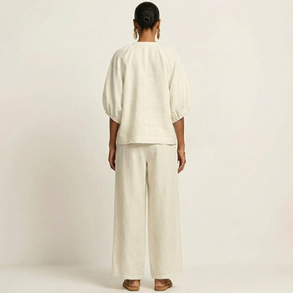 Trijnie set met pofmouwen en ritssluiting