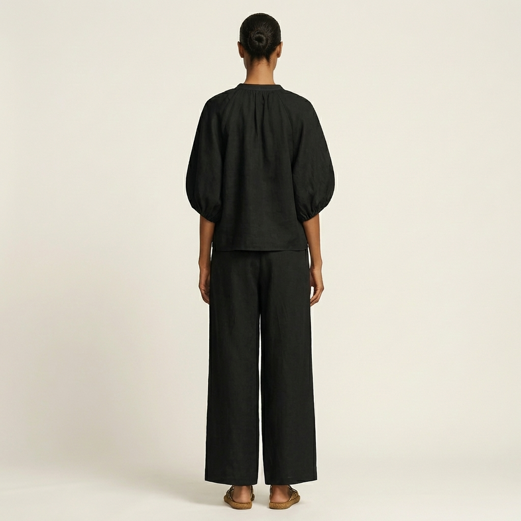 Trijnie set met pofmouwen en ritssluiting
