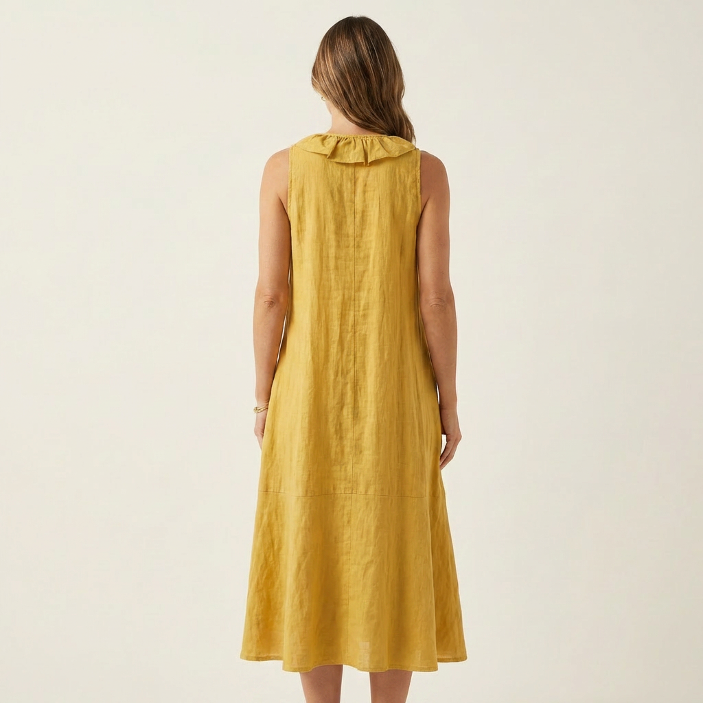 Hendrina mouwloze maxi-jurk met doorlopende ruche