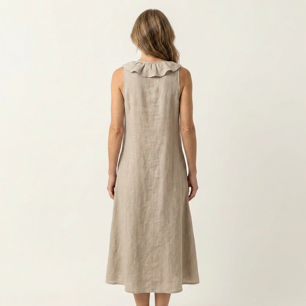 Hendrina mouwloze maxi-jurk met doorlopende ruche