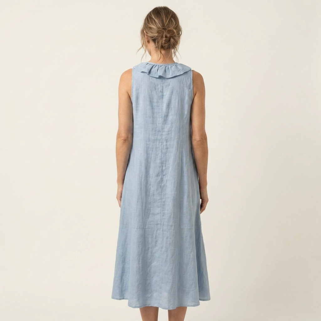 Hendrina mouwloze maxi-jurk met doorlopende ruche
