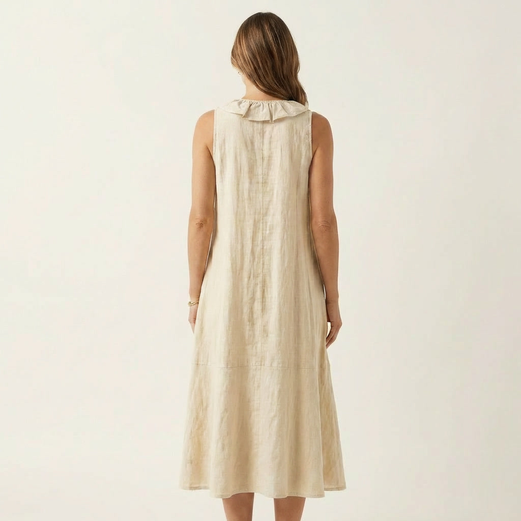 Hendrina mouwloze maxi-jurk met doorlopende ruche