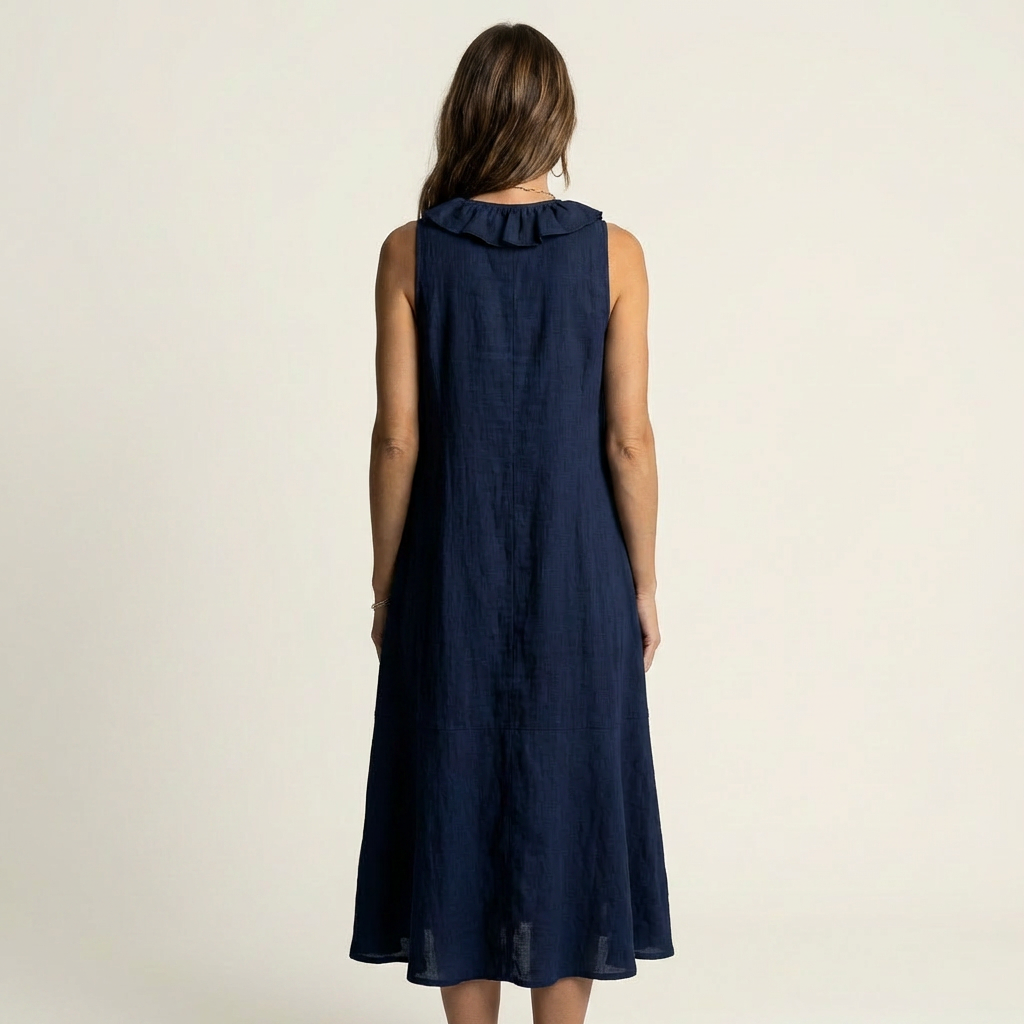 Hendrina mouwloze maxi-jurk met doorlopende ruche