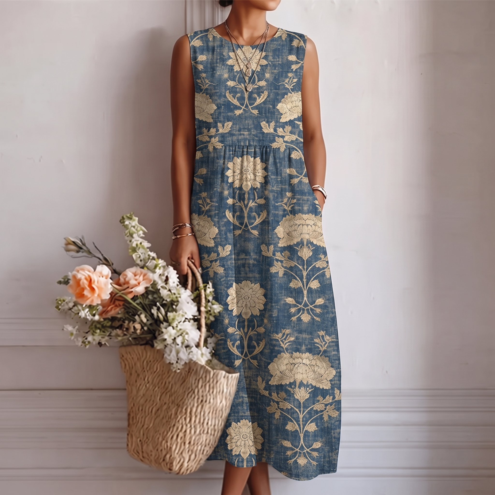 Aurora klassieke midi-jurk met bloemenprint