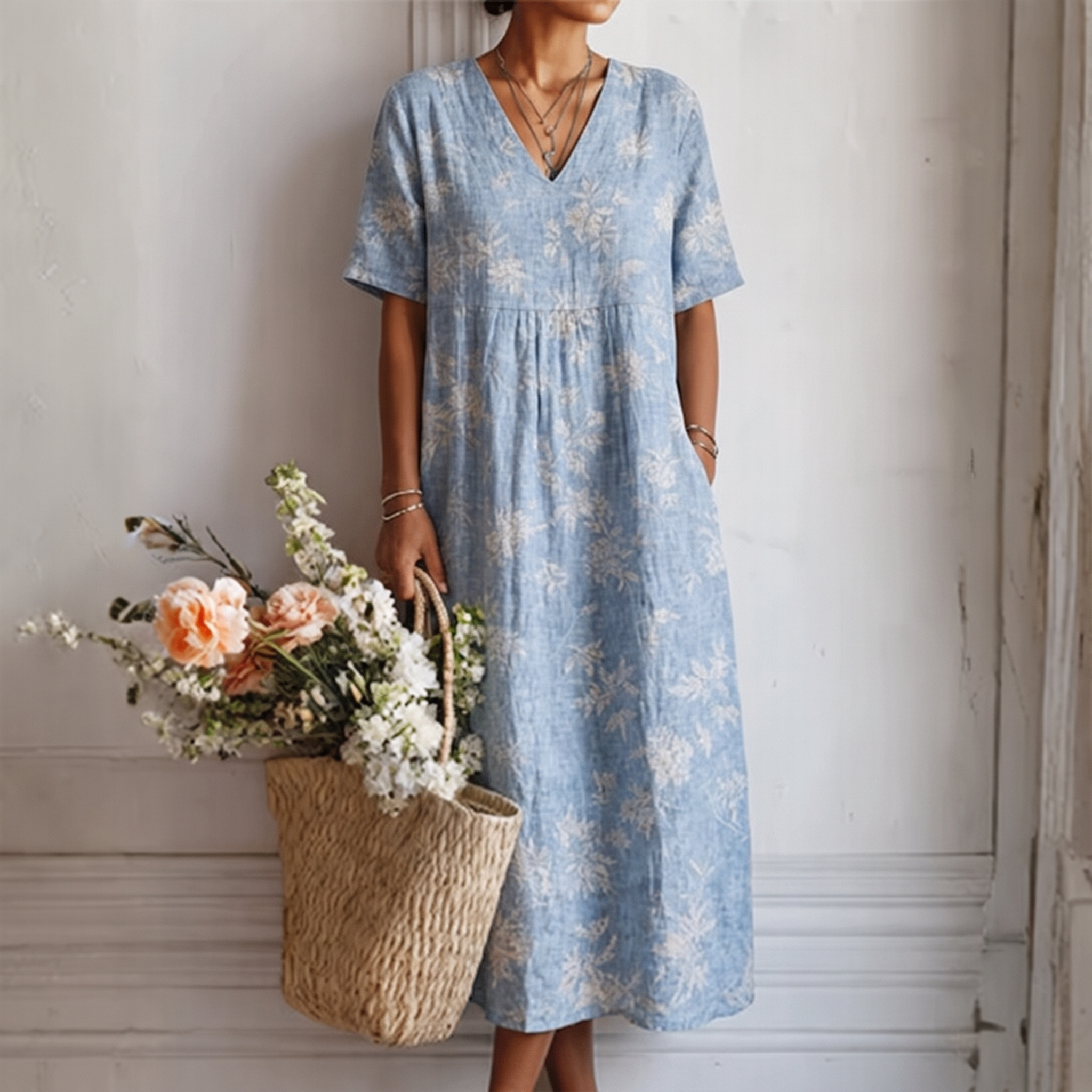 Alma elegante jurk met laguneprint