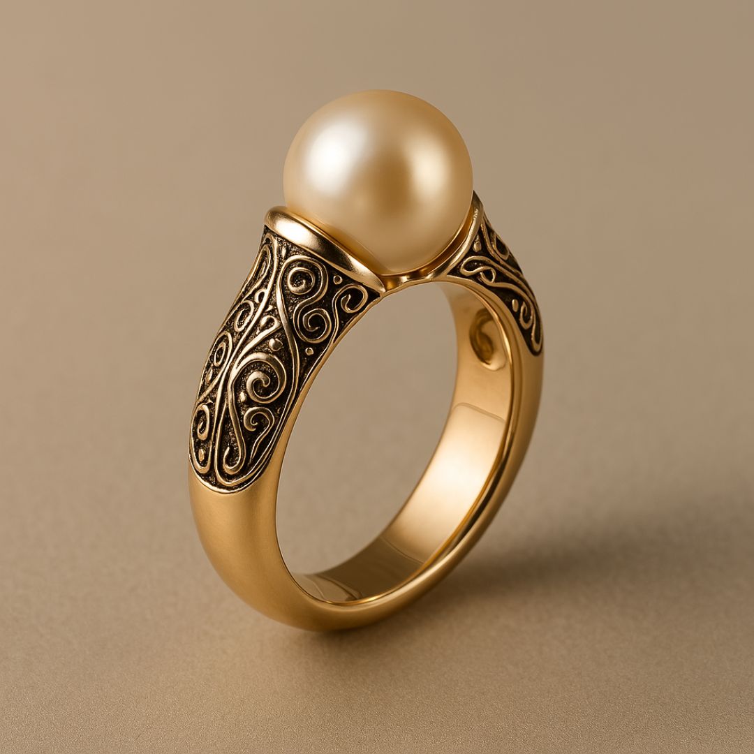 Tijdloze vintage ring met parels in goud