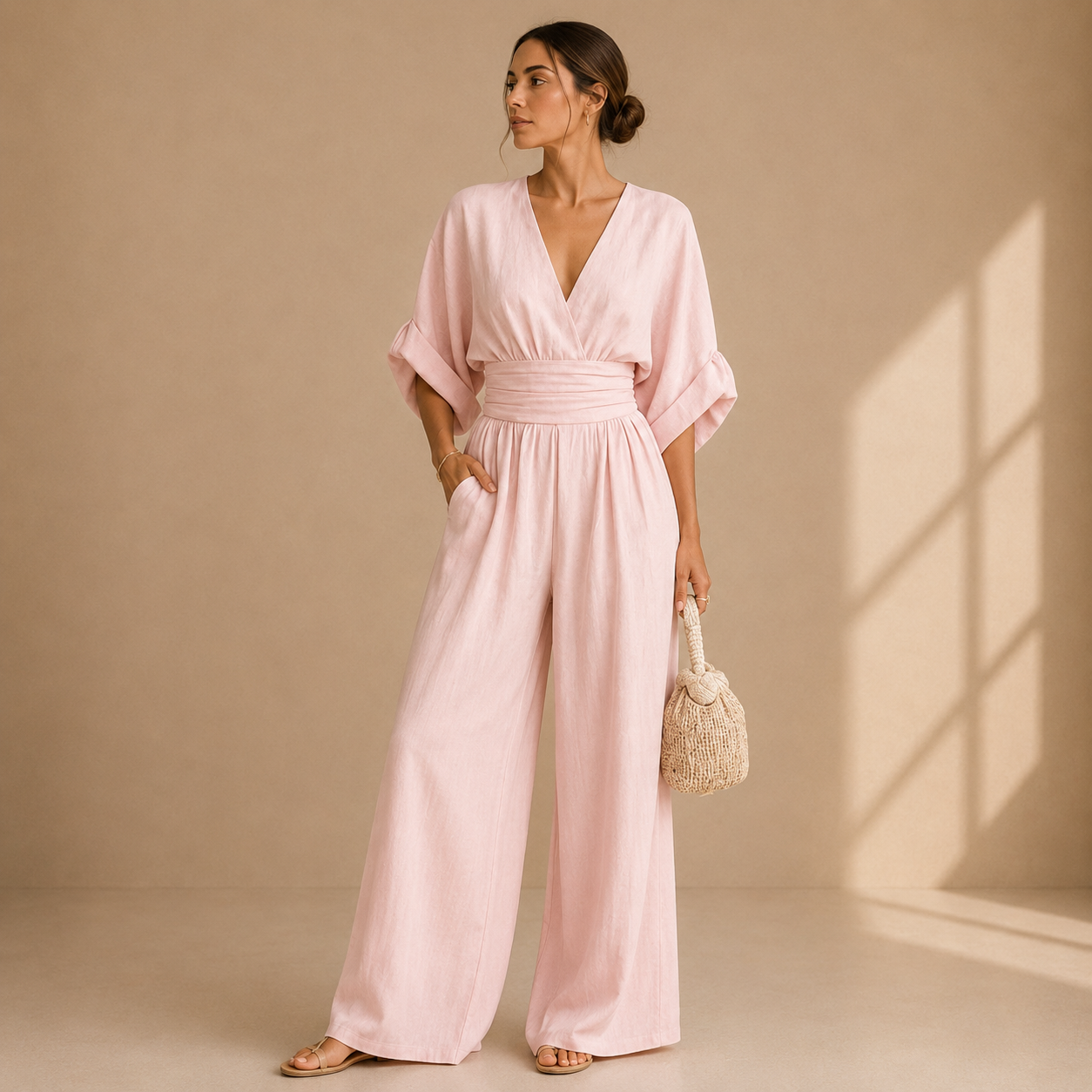 Isabelle jumpsuit in lichtroze