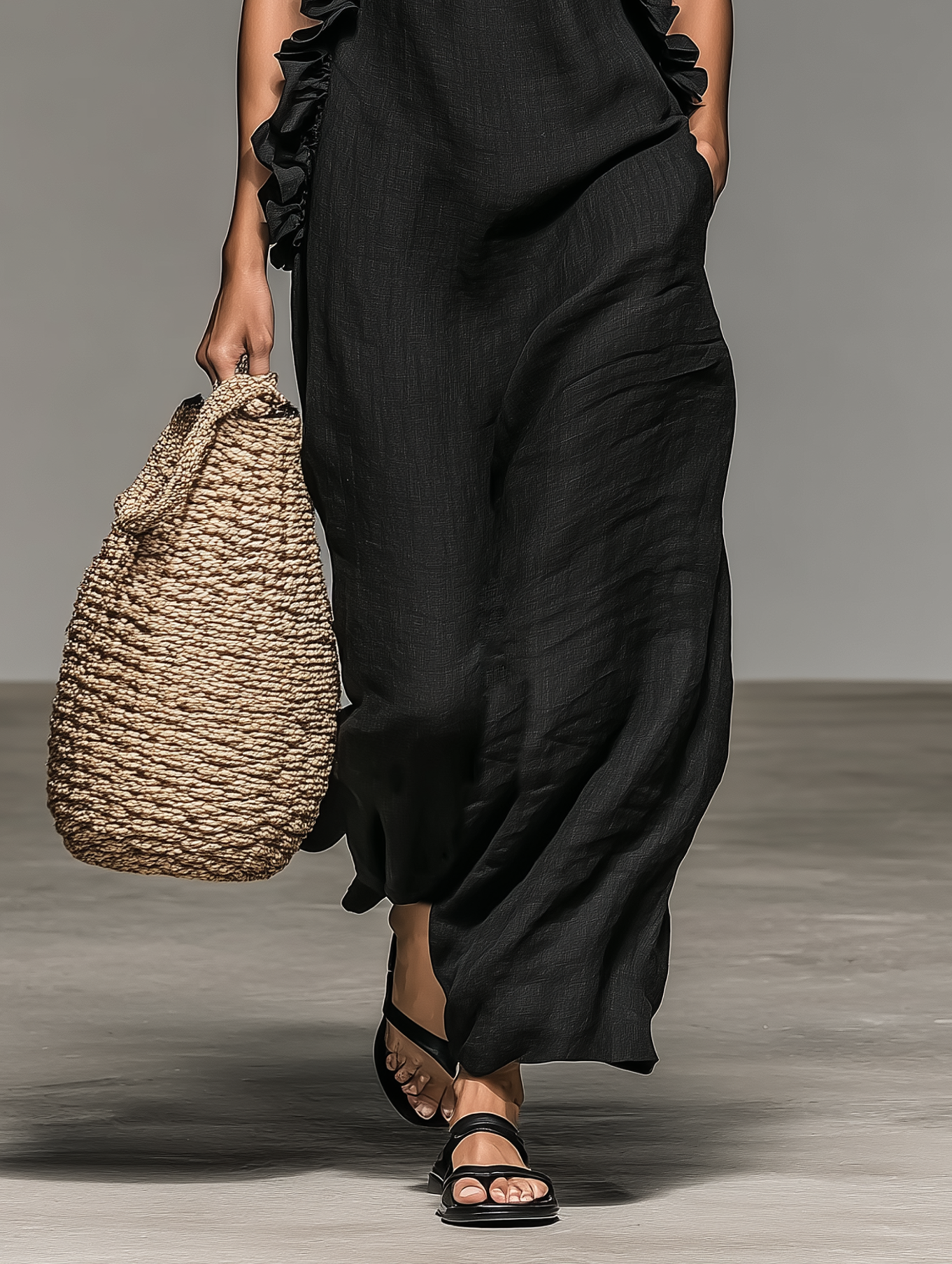 Jantine mouwloze maxi-jurk, detail