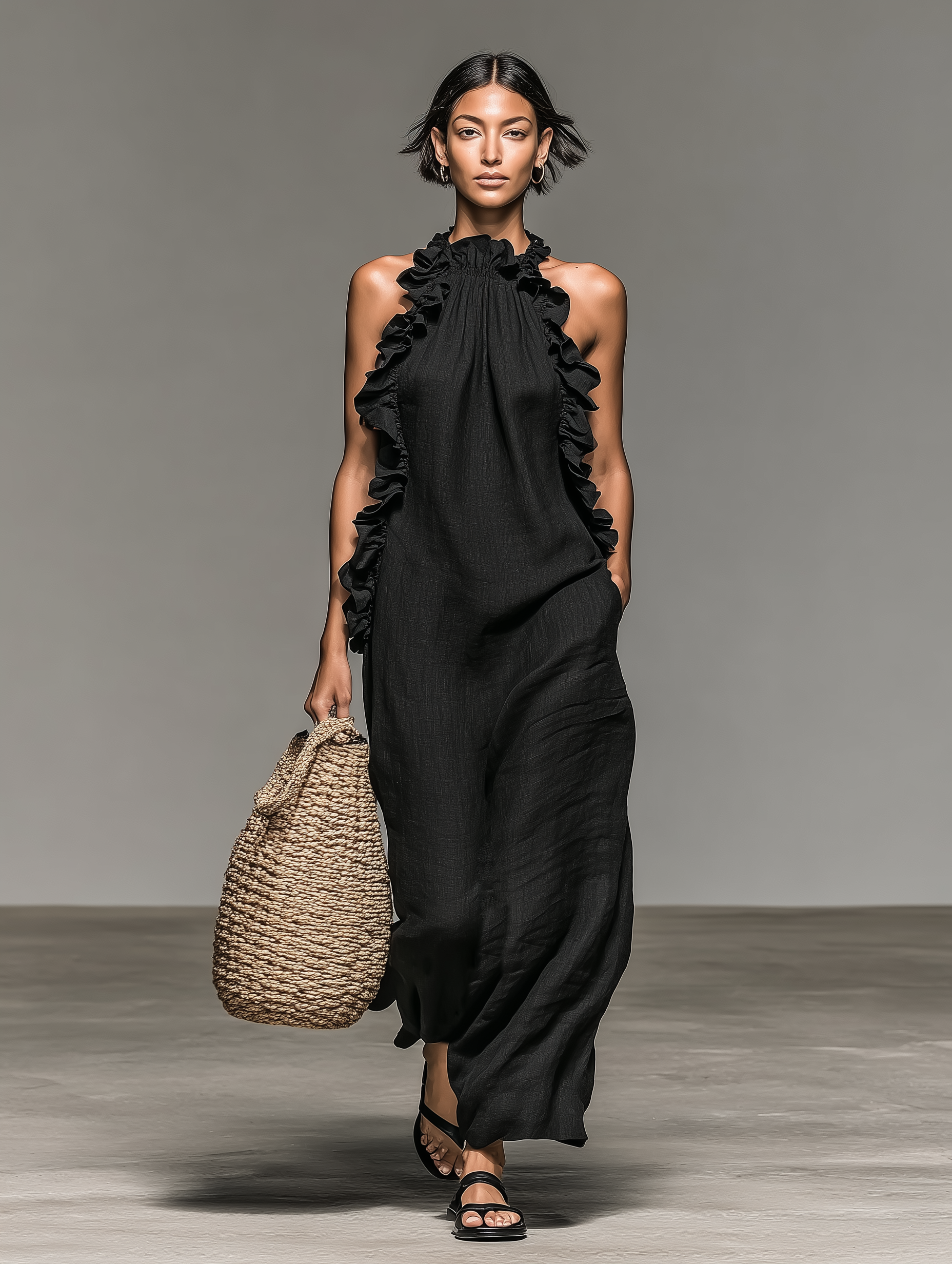 Jantine mouwloze maxi-jurk in zwart