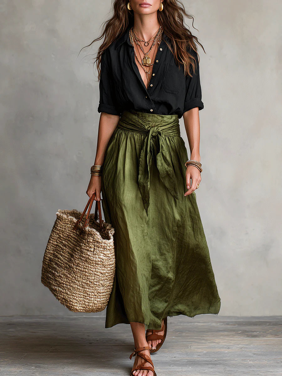 Martina | Elegante vloeiende one-shoulder maxi-jurk