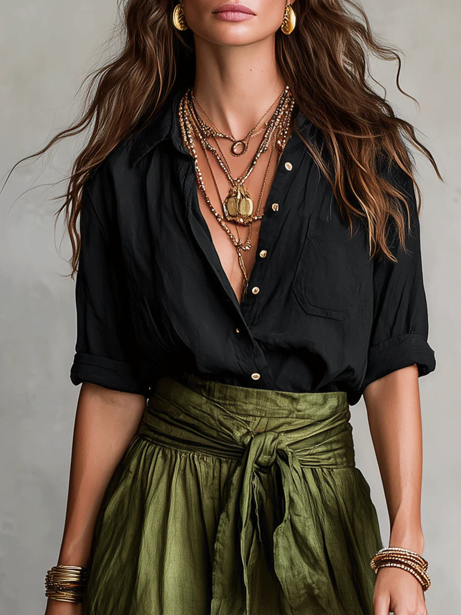 Martina | Elegante vloeiende one-shoulder maxi-jurk