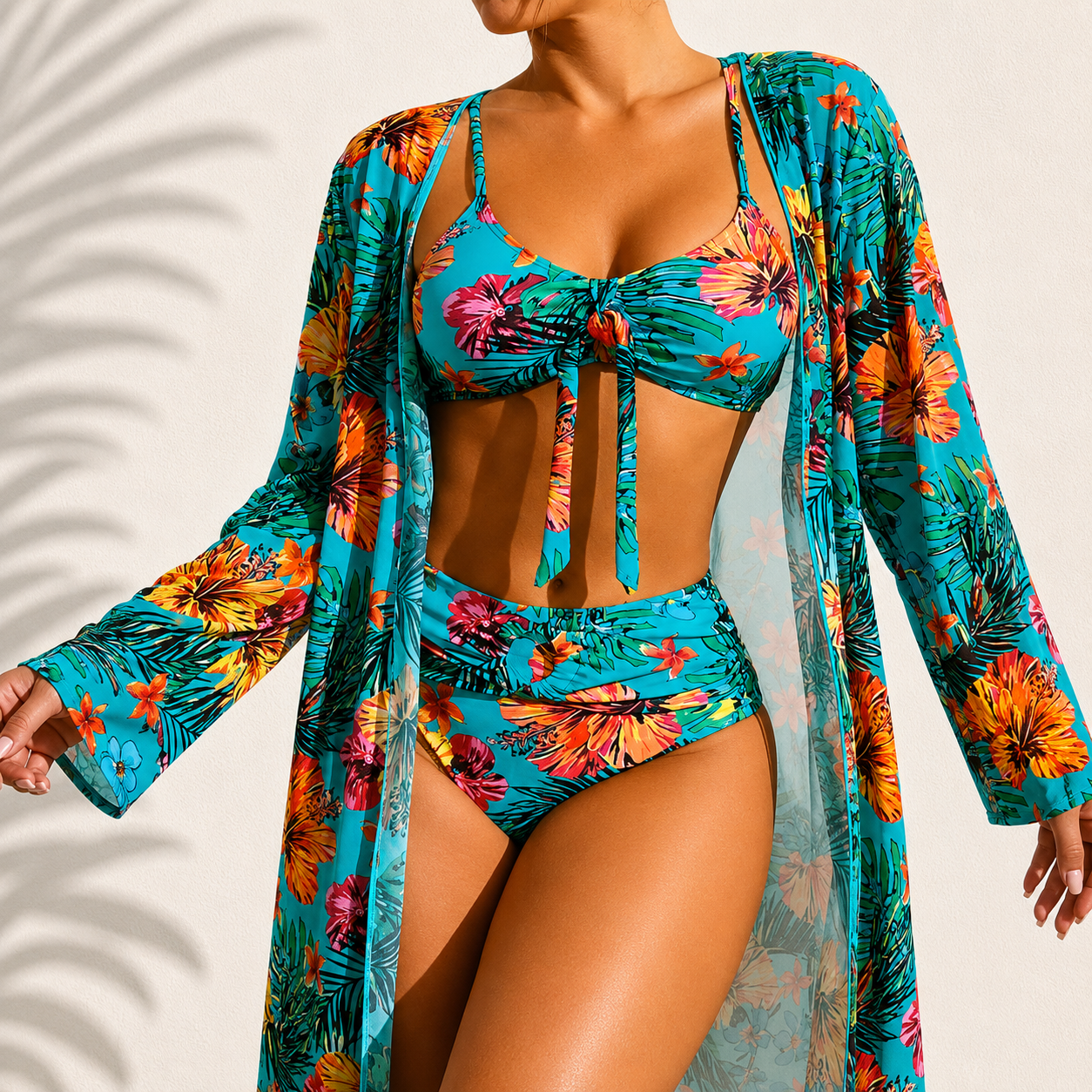 Mieke driedelige bikiniset in blauw