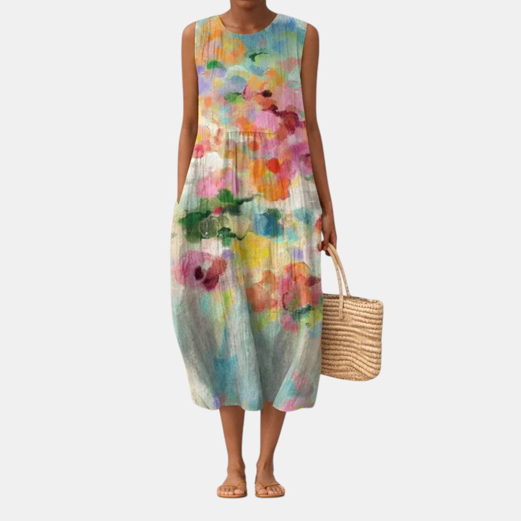 Carla elegante multicolor midi-jurk