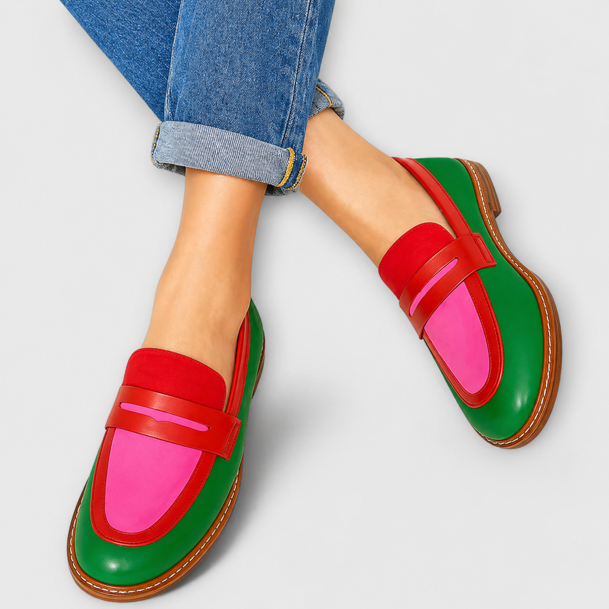 Nyla | Casual loafers met contrastrand