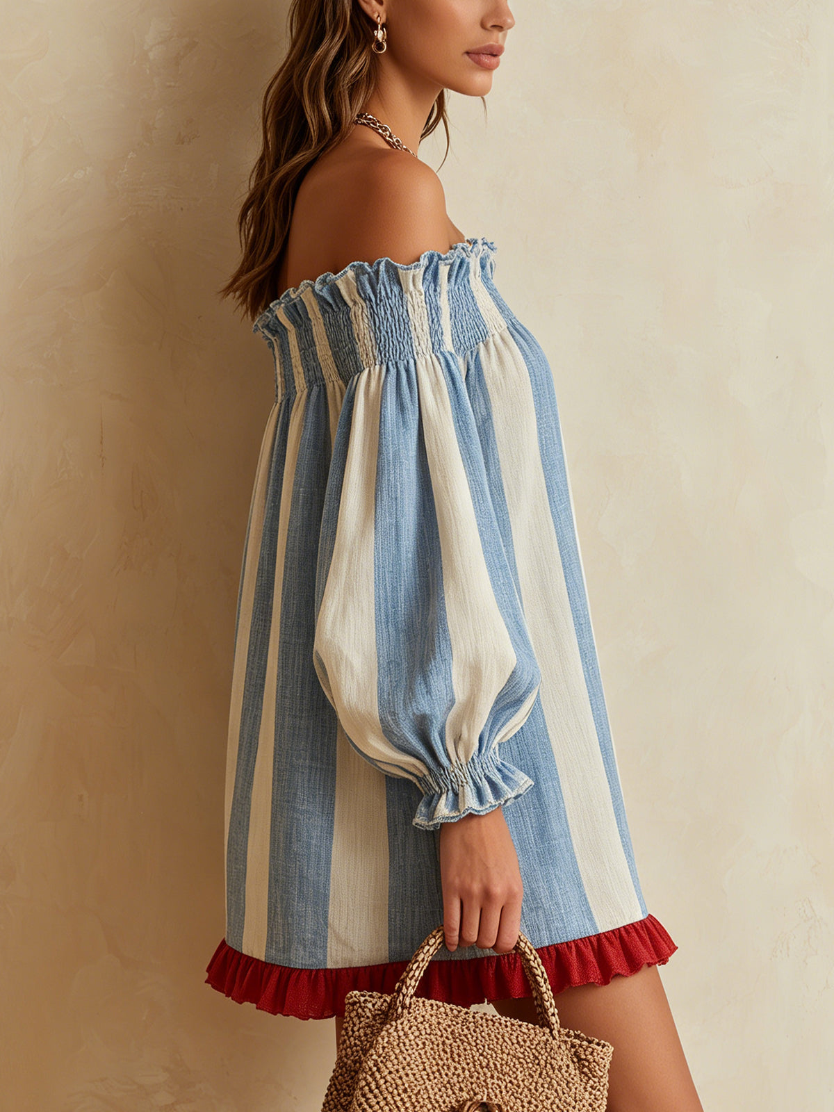 Ondine blauw-wit gestreepte mini-jurk