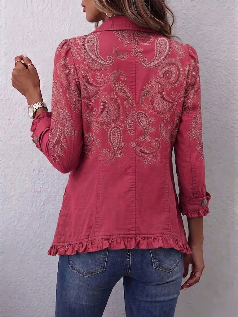 Adoratie | Roze Kasjmier Jas met Volants