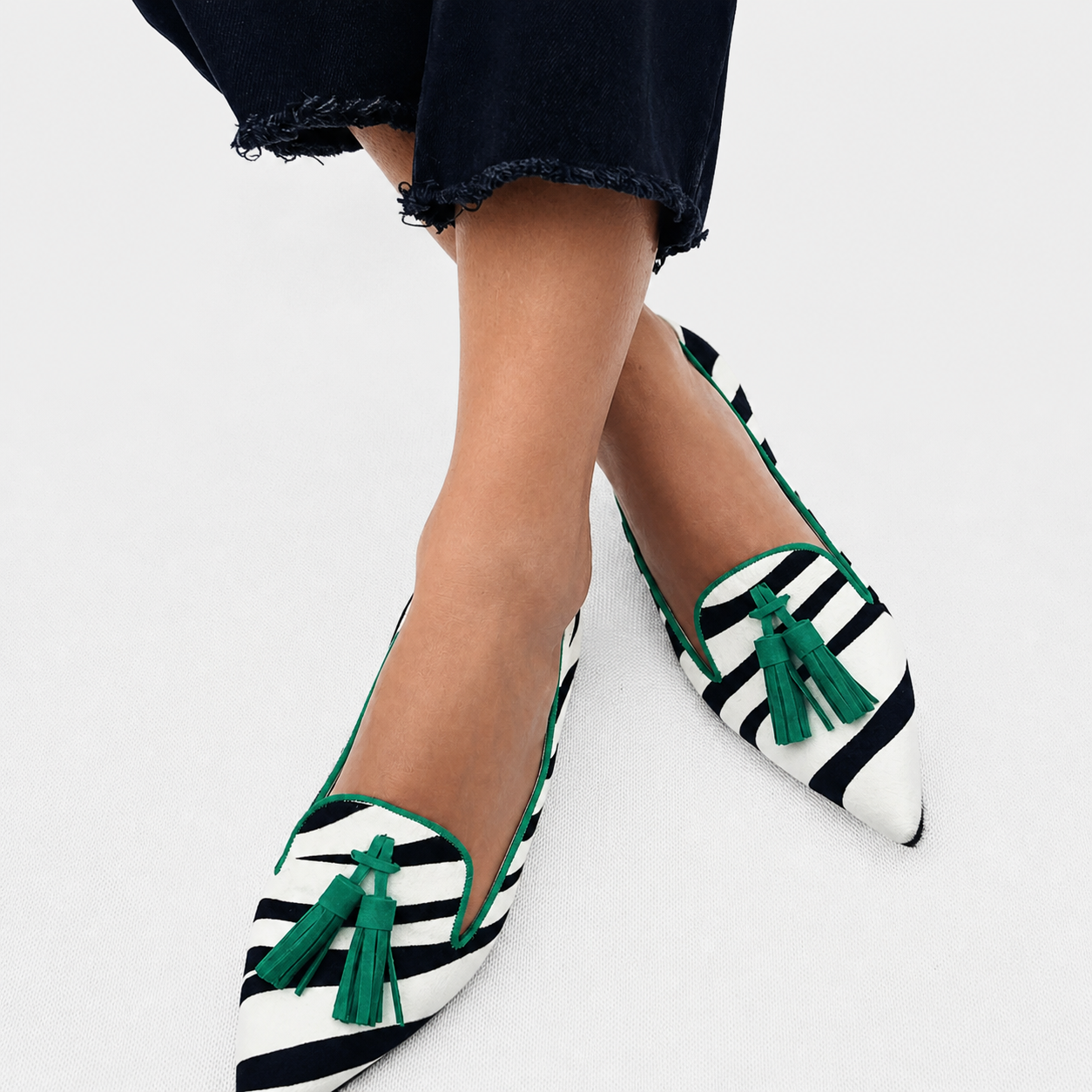 Riane | Groene loafers met zebraprint