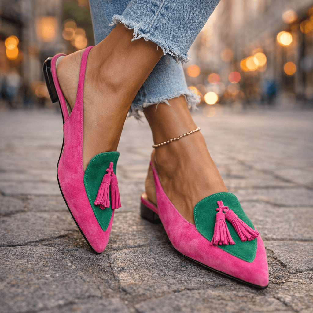 Roelie sandalen in roze en groen
