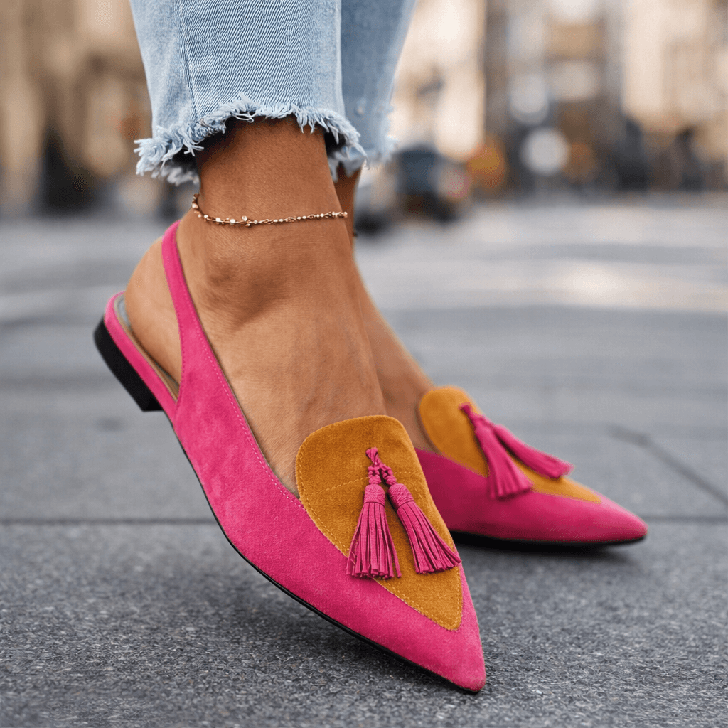 Roelie sandalen in roze en mosterd