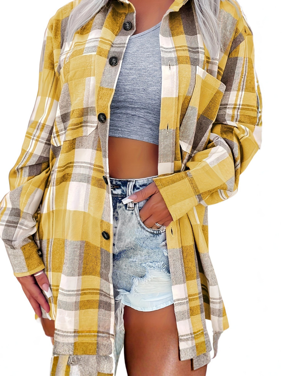 Roosmarijn geruite blouse met lange mouwen