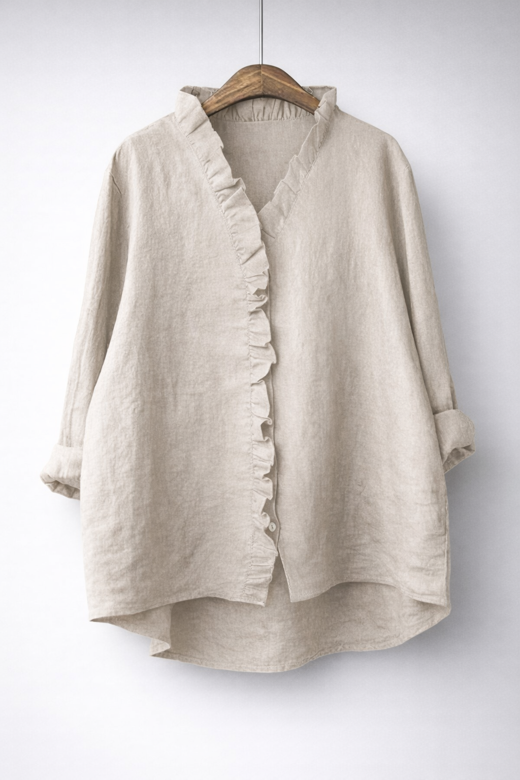 Sanelle | Lange blouse met ruches en V-hals
