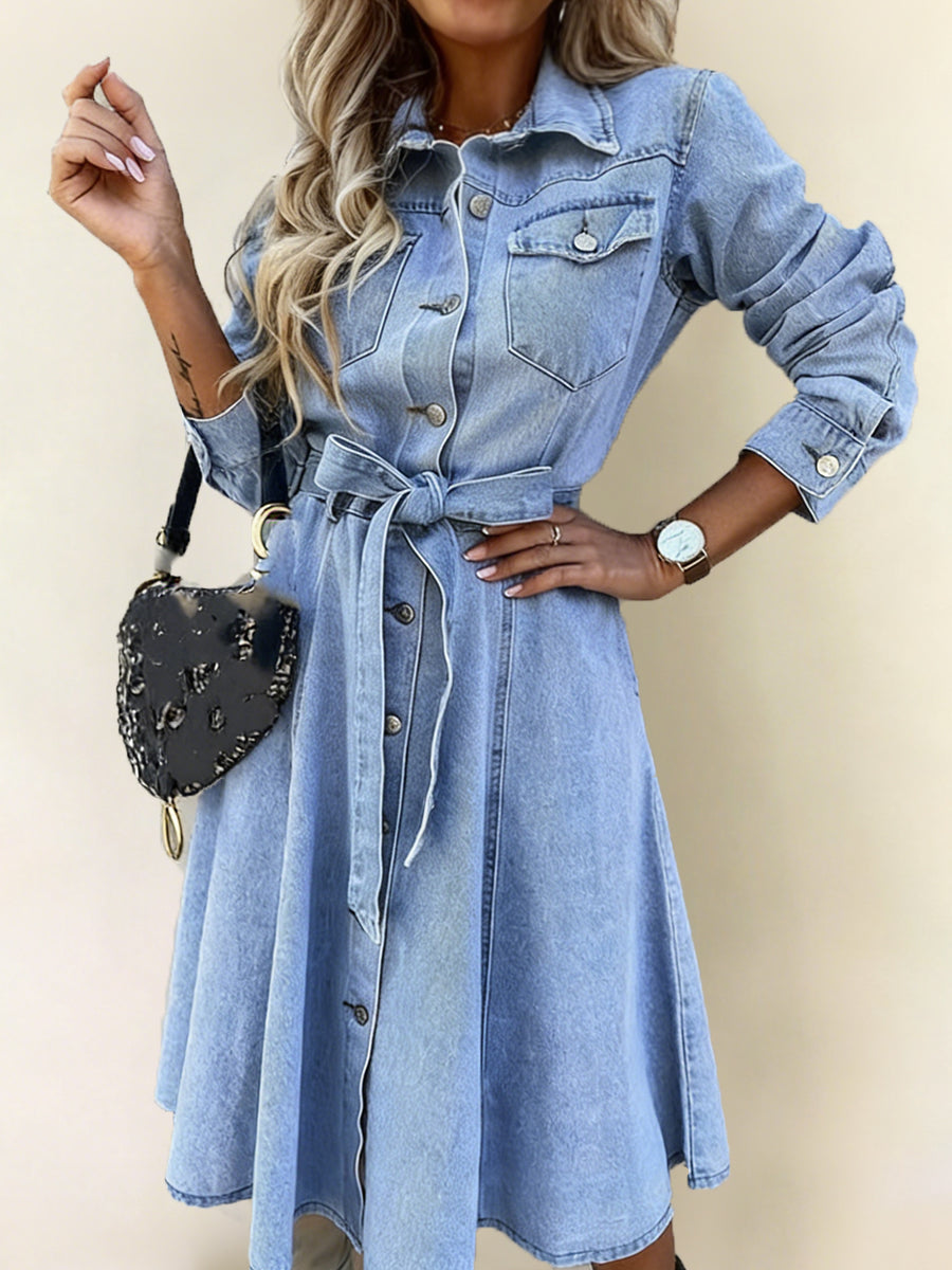Luna | Denim jurk met lange mouwen