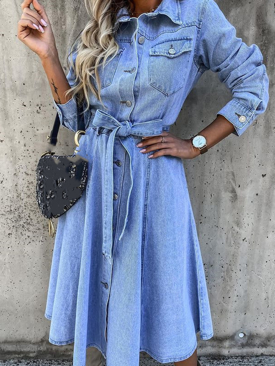 Luna | Denim jurk met lange mouwen