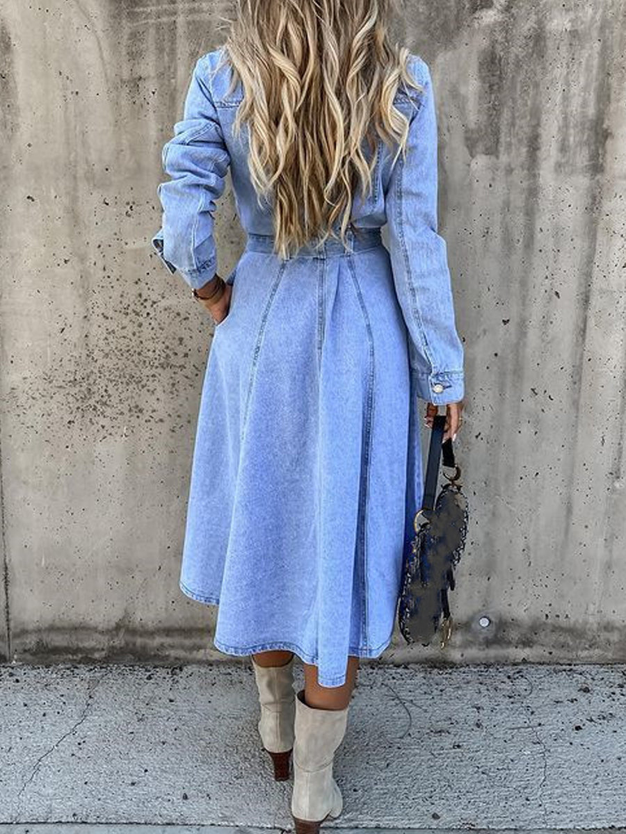Luna | Denim jurk met lange mouwen