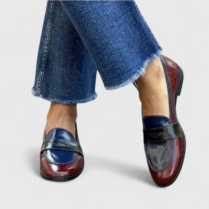 Trixie elegante loafers in bordeaux met blauw