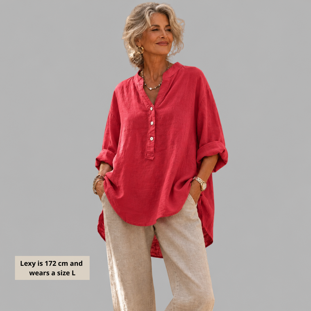 Veronique | Blouse met V-hals en knoopsluiting