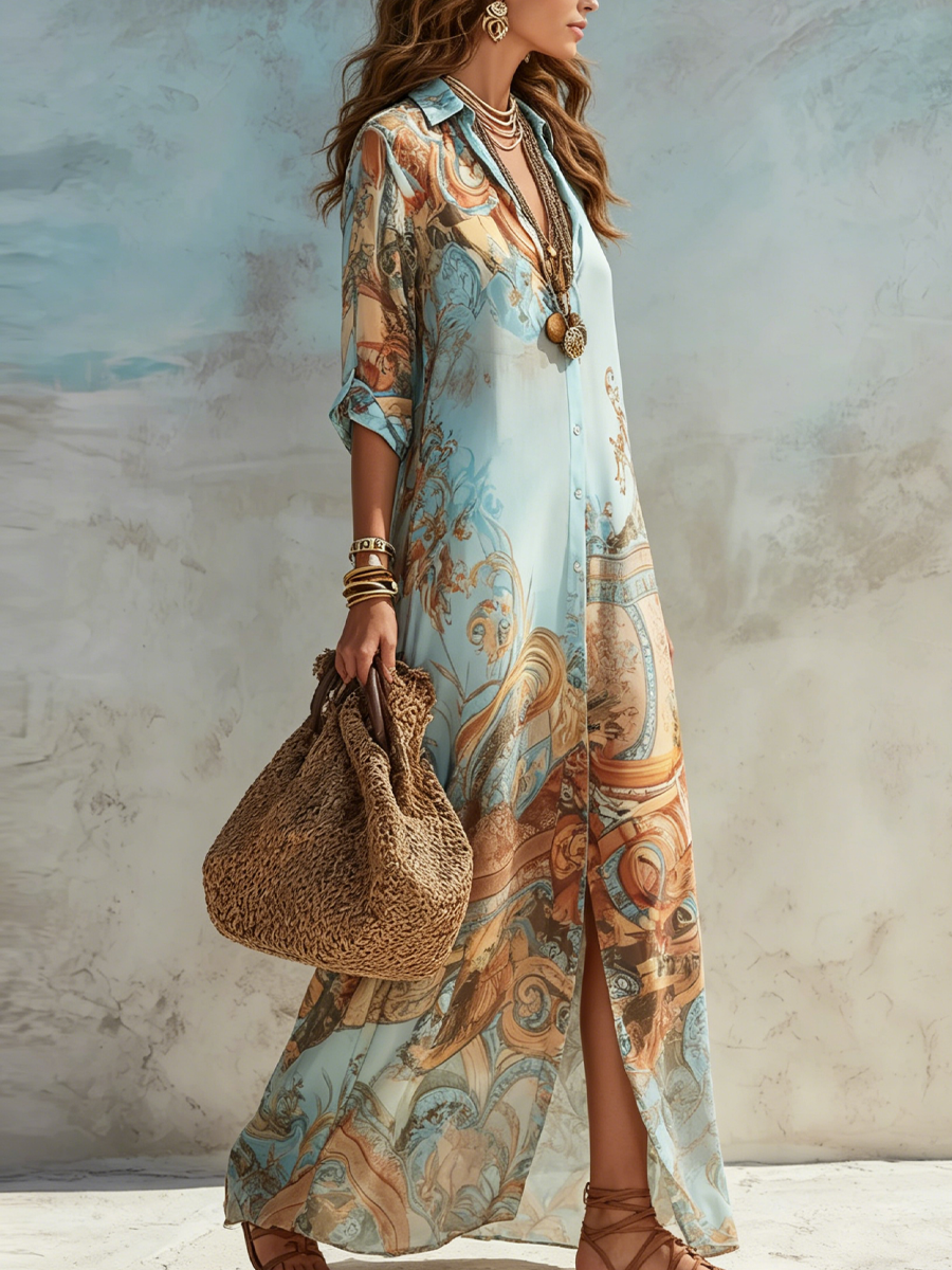 Wietske blousejurk met mediterrane print