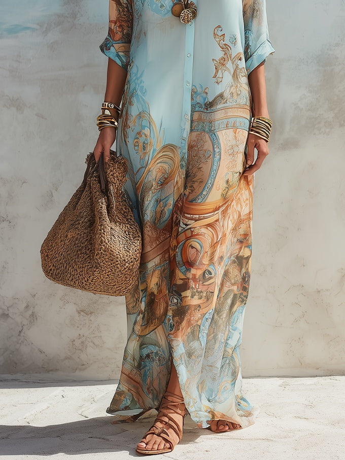Wietske blousejurk met mediterrane print