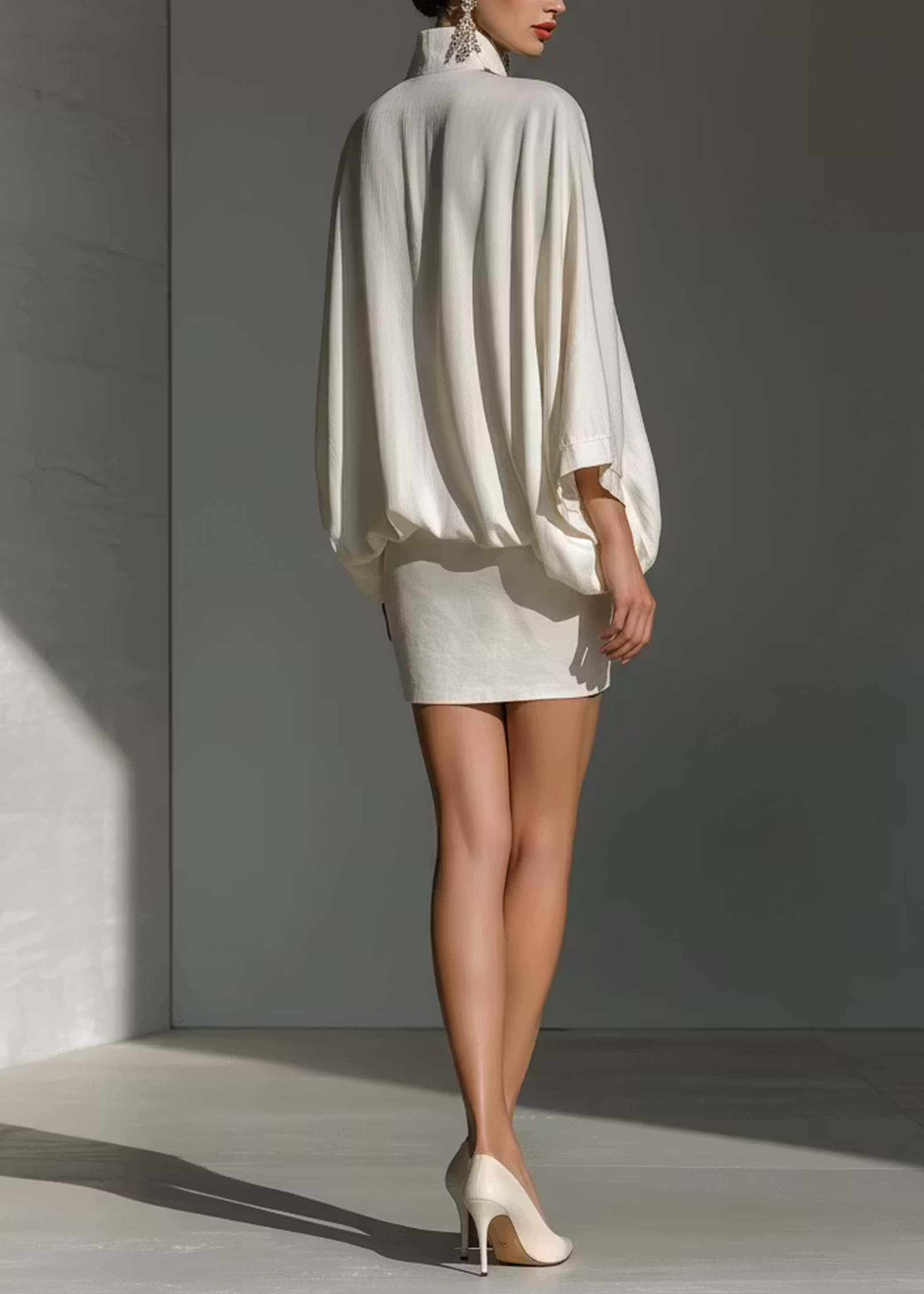 Witte set met tuniek en mini-rok